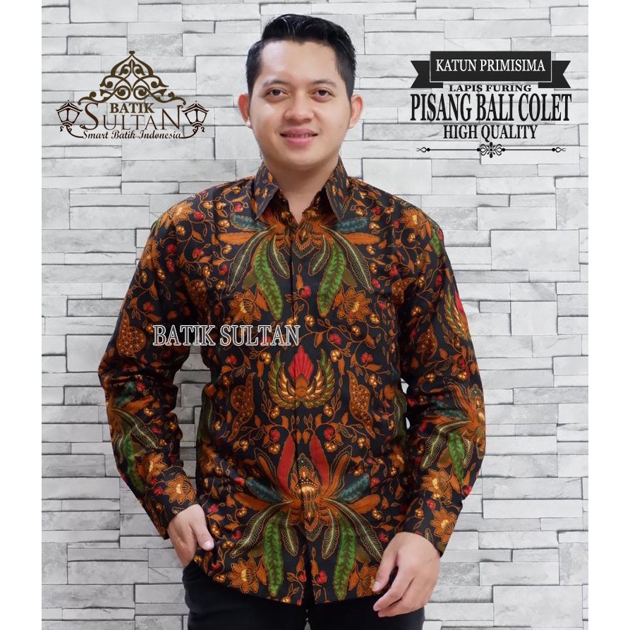 Pisang Bali Colet Kemeja Batik Pria Panjang Full Furing by Batik Sultan