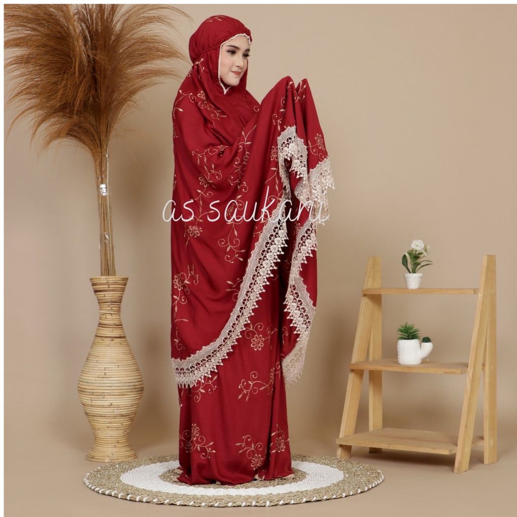 Mukena Dewasa Rayon Premium Jumbo Full Bordir Teratai Gracella Mewah
