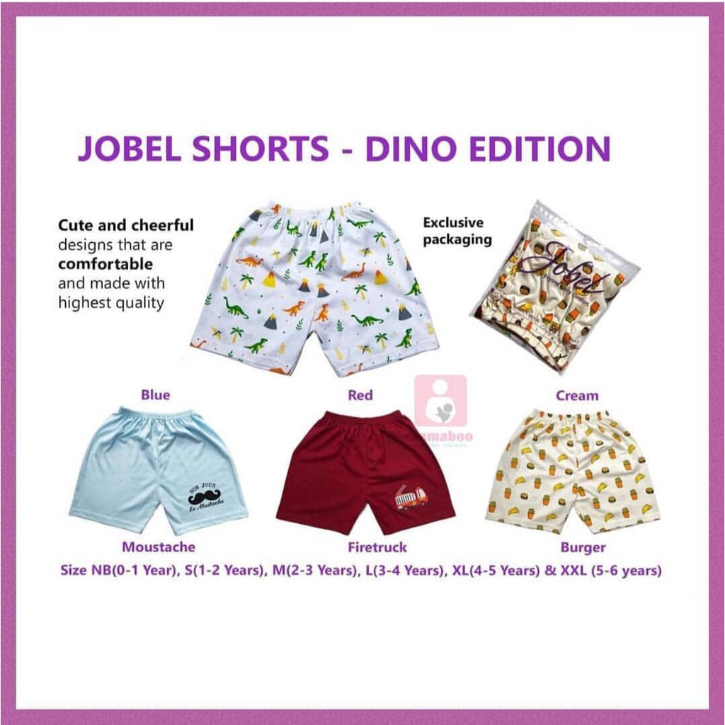 KAZEL JOBEL BABY SHORT PANTS DINO EDITION CELANA PENDEK ANAK 4IN1