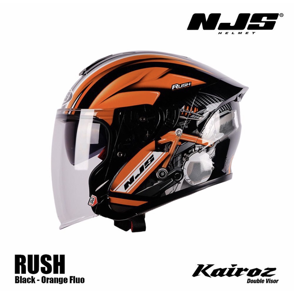 HELM NJS KAIROZ MOTIF RUSH DOBLE VISOR HELM HALF FACE-3