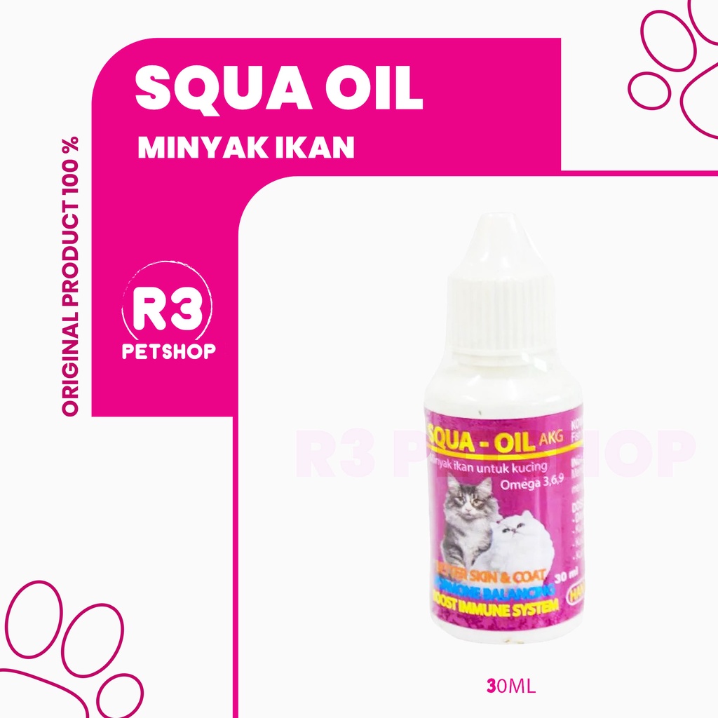 Minyak Ikan Kucing Vitamin Kitten Peningkat Imun Squa Oil Cat 30ml