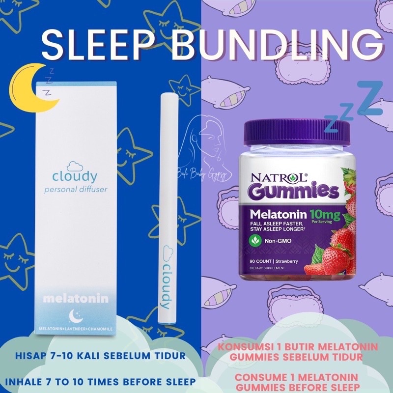 [IMPORT SLEEP BUNDLING] CLOUDY Melatonin Diffuser &amp;  30 NATROL Melatonin Gummies SLEEP CALM