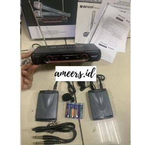 Mic Aiwa Uhf 260 Dual Clip On Wireless Microphone Tie Clip