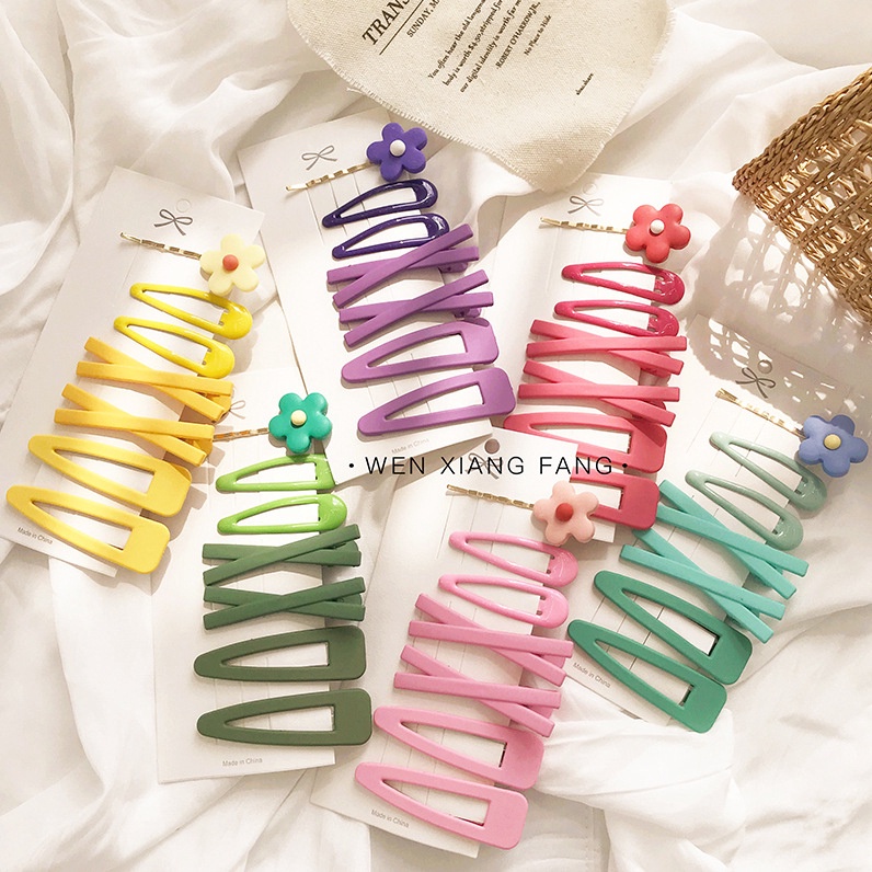 7Pcs/set Kawaii Flower Hair Pins Chic Candy Color Girls Clip Hair Fashion Party Children Hair Clip Hair Accessories