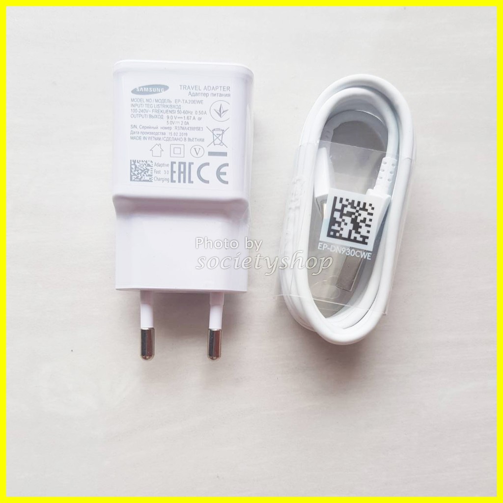 ORIGINAL Fast Charging Samsung S8 2017 Charger Type C Hp A20 A30 A50 M20 A3 A5 A7 A8 S9 Casan Carger