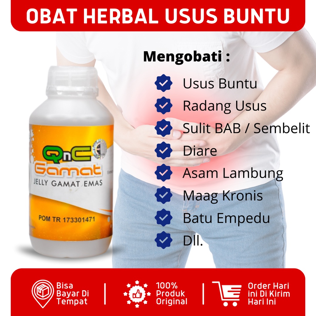 ASLI QnC Jelly Gamat Original - Obat Herbal Usus Buntu, Obat Usus Buntu, Obat Radang Usus Buntu, Oba