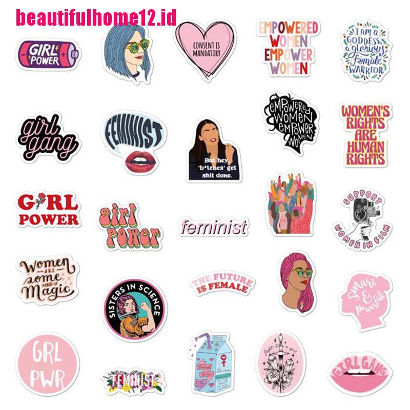 【beautifulhome12.id】50Pcs Feminist Cartoon Girls Stickers Laptop Phone Skateboard Suitcase Decals