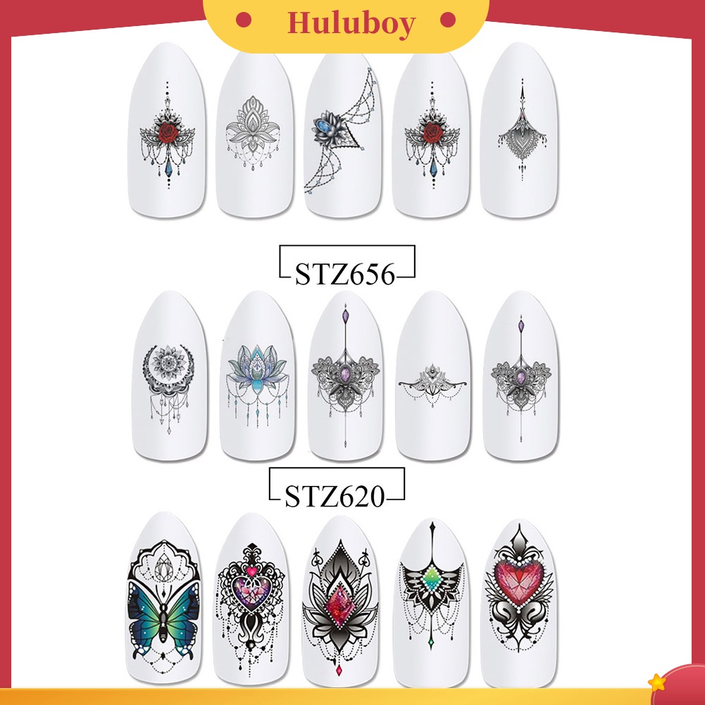 Huluboy Huluboy♡ Butterfly Stiker Decal Transfer Air Motif Kupu-Kupu / Kelopak Bunga Untuk Manicure