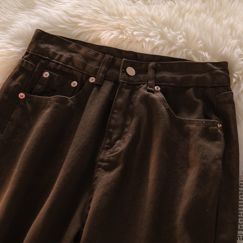 Coklat Boyfriend Highwaist Celana Jeans Wanita Kekinian