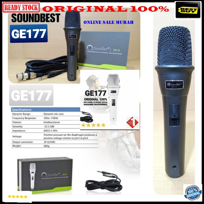 G177 Profesional soundbest original 100% mic kabel dynamic mik cable karaoke microphone wired vocal vokal mikrophone sound system audio musik pengeras suara pro panggung dj studio acara pidato G177   PAKAI MIC INI SUARA BIASA BIASA JADI BAGUS  TIDAK MENGG