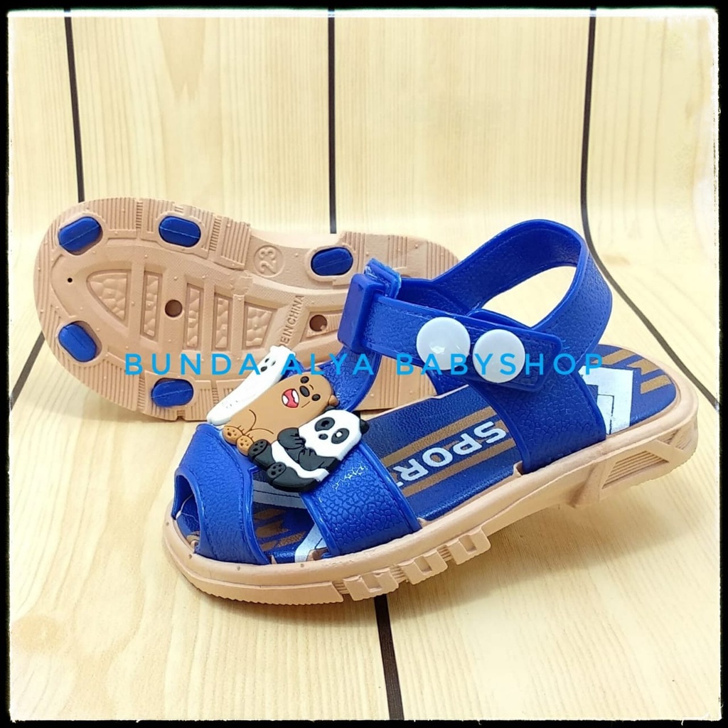 Sendal Anak Laki  Usia 6 Bulan 1 2 3 Tahun BIRU Kartun Karet Lentur - Sandal Anak Cowok Elastis Karet Anti Licin