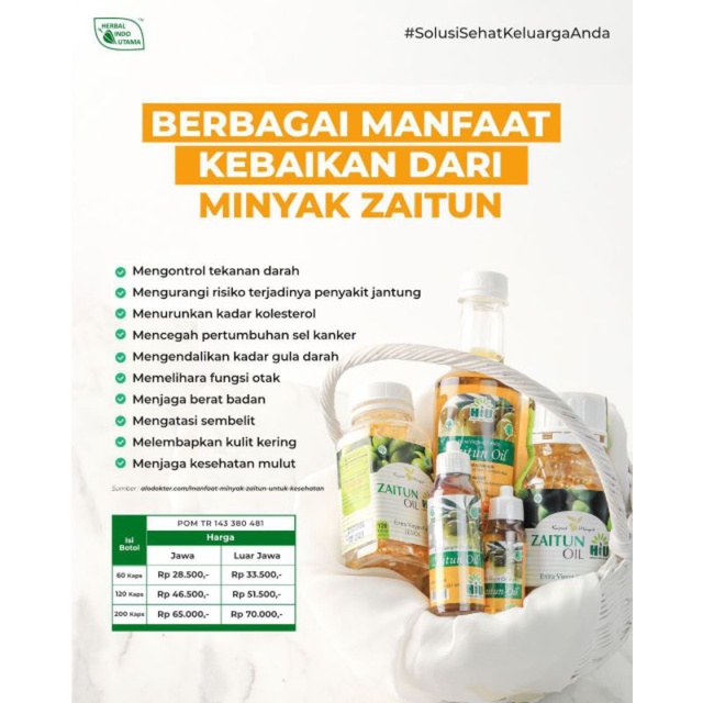 HIU Minyak Zaitun 100ml - Zaitun 60ml - Zaitun 30ml Extra Virgin Oil