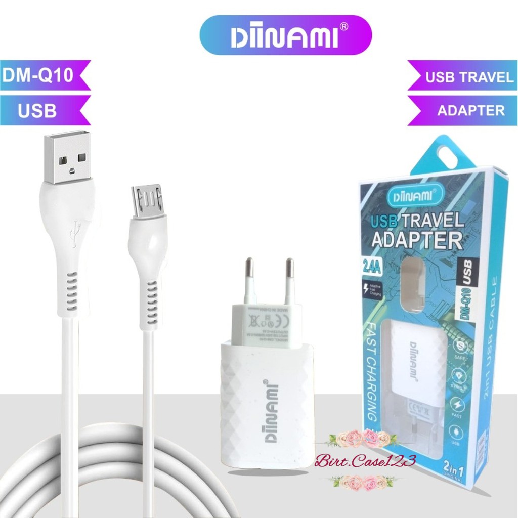 BM058 Diinami Q10 Cashan charger original 2.4Amper Samsung oppo xiaomi realme Vivo Free kabel Micro BC2628