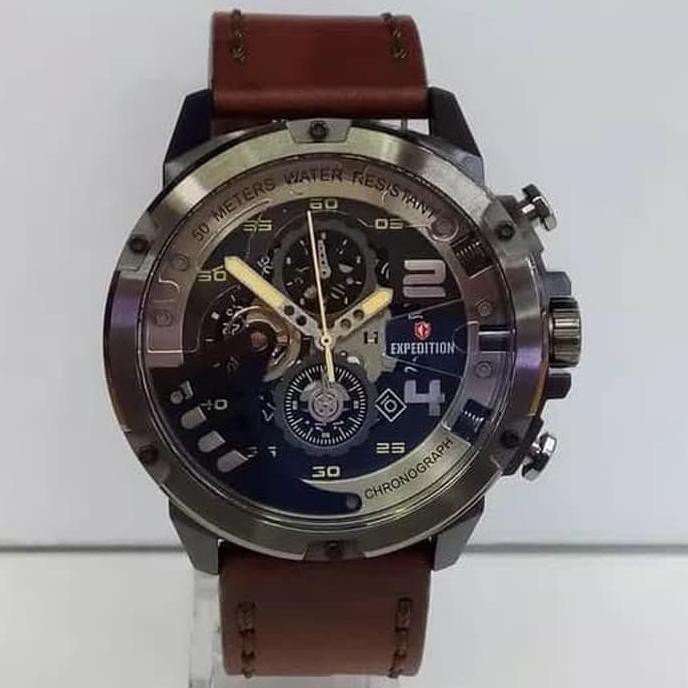 Super Sale JAM TANGAN PRIA EXPEDITION E 6700 BLACK LEATHER BROWN ORIGINAL Ready Stock