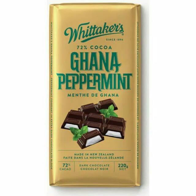 

Whittaker's Ghana Peppermint Chocolate Bar Coklat Import