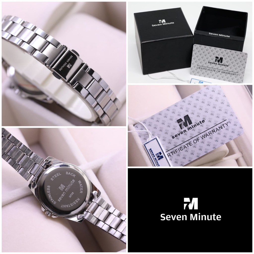 BEST SELLER JAM TANGAN WANITA SEVEN MINUTE FM95 TALI RANTAI TANGGAL AKTIF DM 3.5CM FREE BOX || JAM TANGAN WANITA FASHION WANITA SEVEN MINUTE