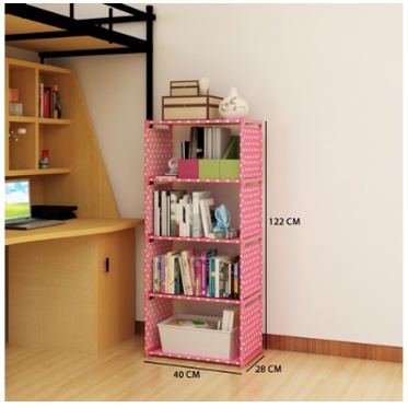 Rak Buku Serbaguna 5 susun tingkat (40x28x122cm) Portable Serbaguna