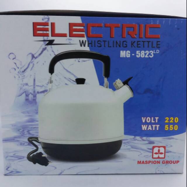 Teko Listrik MASPION 22 cm 3 liter Whistling Bunyi Electric Kettle Air Panas MG-5823