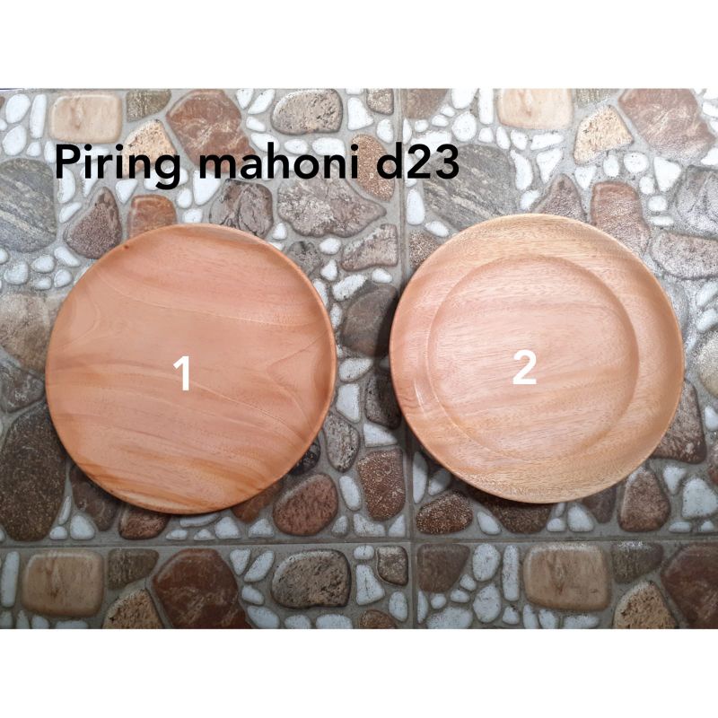 Piring Kayu Mahoni Diamater 23cm / Piring Saji D23cm Kayu Utuh