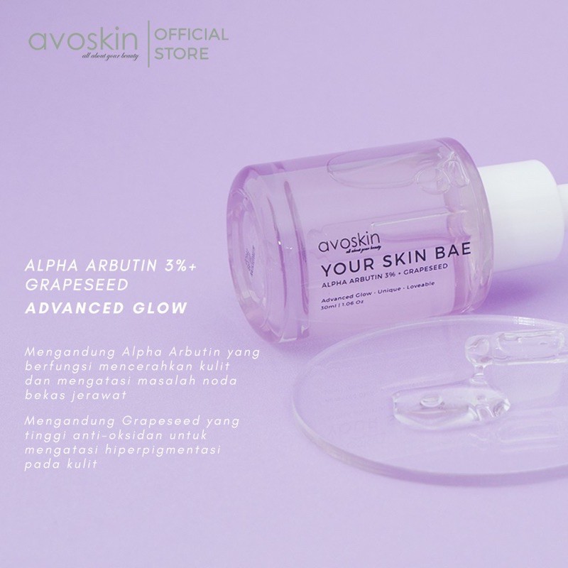 AVOSKIN Your Skin Bae Alpha Arbutin 3% + Grapeseed Indonesia / Avo Skin / Advanced Glow Unique Serum