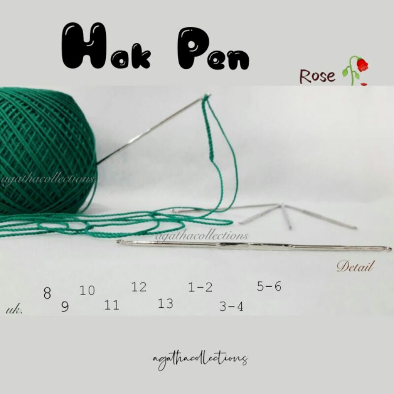 Hakpen merk ROSE/crochet hooks/alat rajut uk 1-2 , 3-4 , 5-6