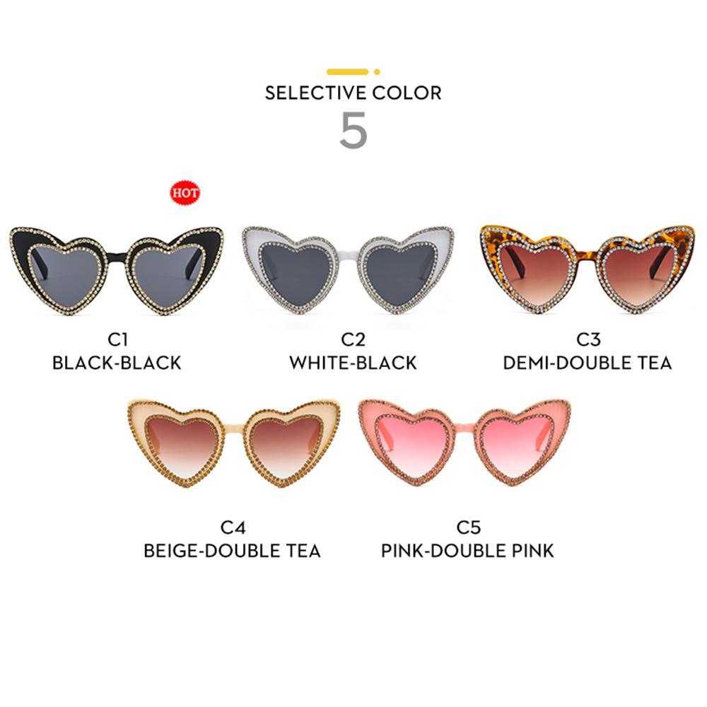 Lily Heart Sunglasses Retro Shining Love Heart Ladies Eyewear Kacamata Hitam Untuk Wanita