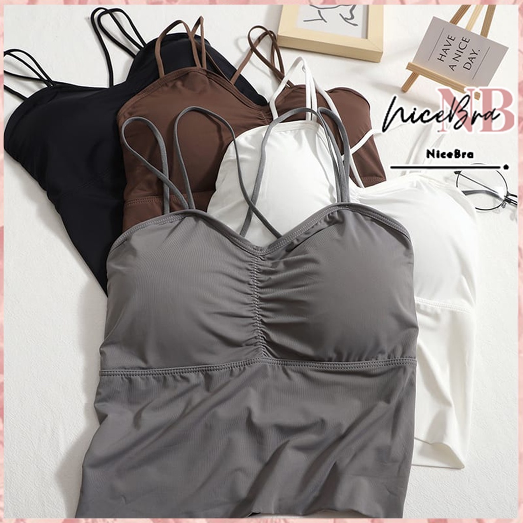 Nicebra Tanktop Bra Fashion Moitf Tali silang import Gaya Korea 1092