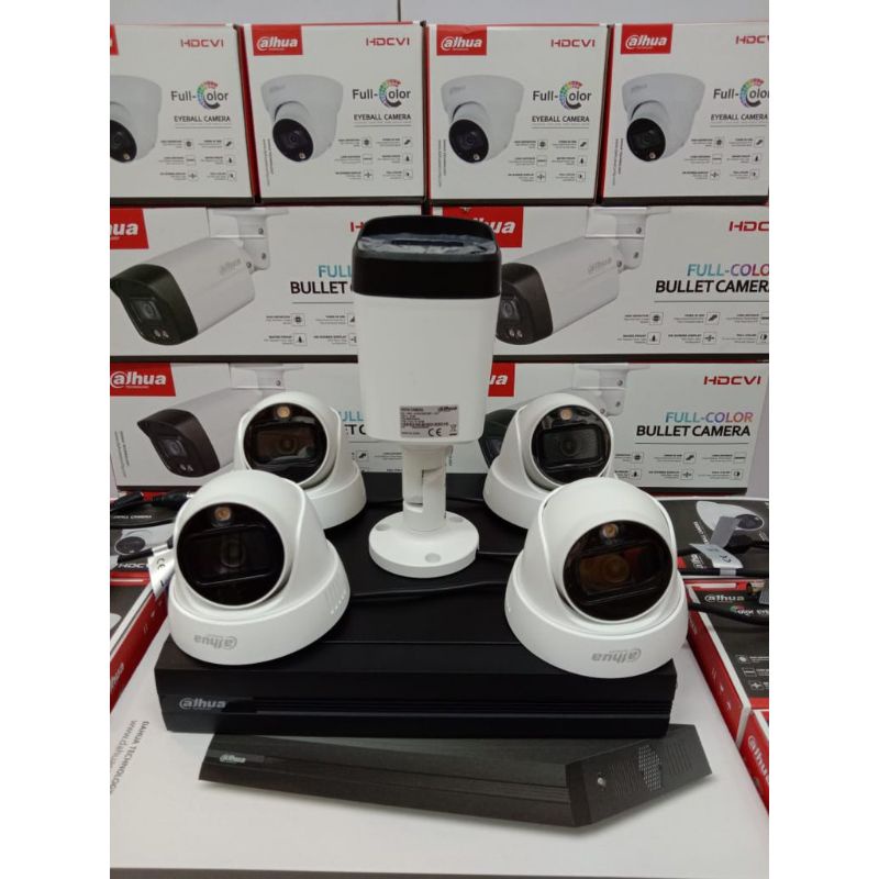 PAKET CCTV DAHUA 2MP COLORVU AUDIO 8 CHANNEL 5 CAMERA LENGKAP