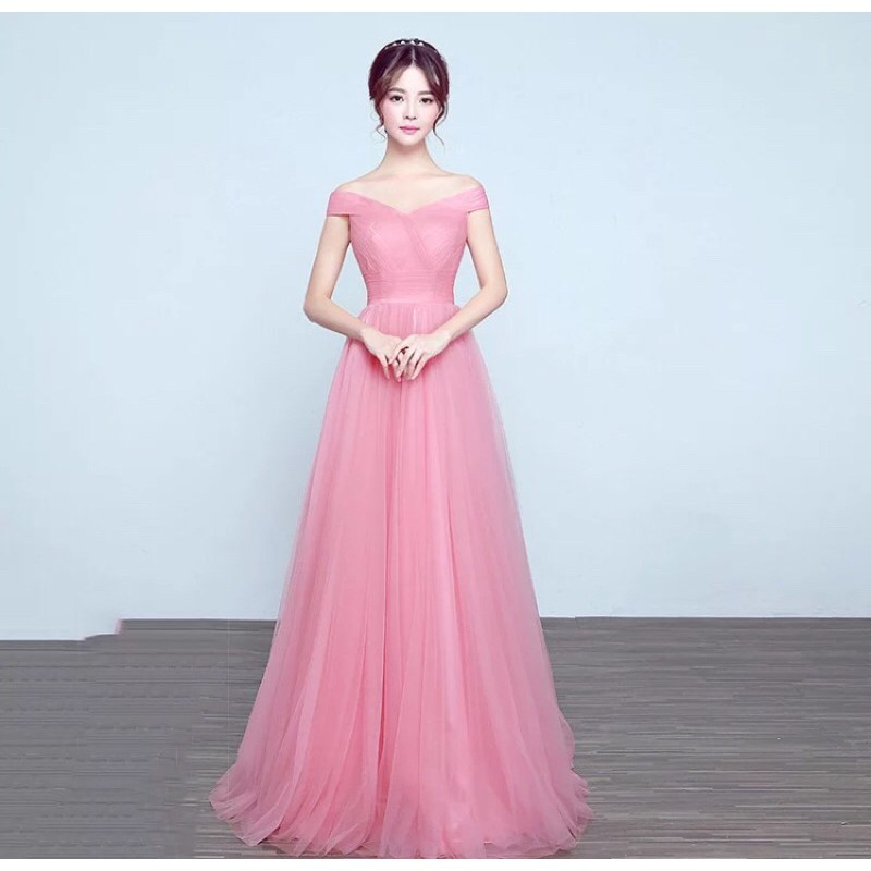 Sewa Dress Dusty Pink / angpao girl / family / promnight / bridesmaid / pengapit / murah / murmer