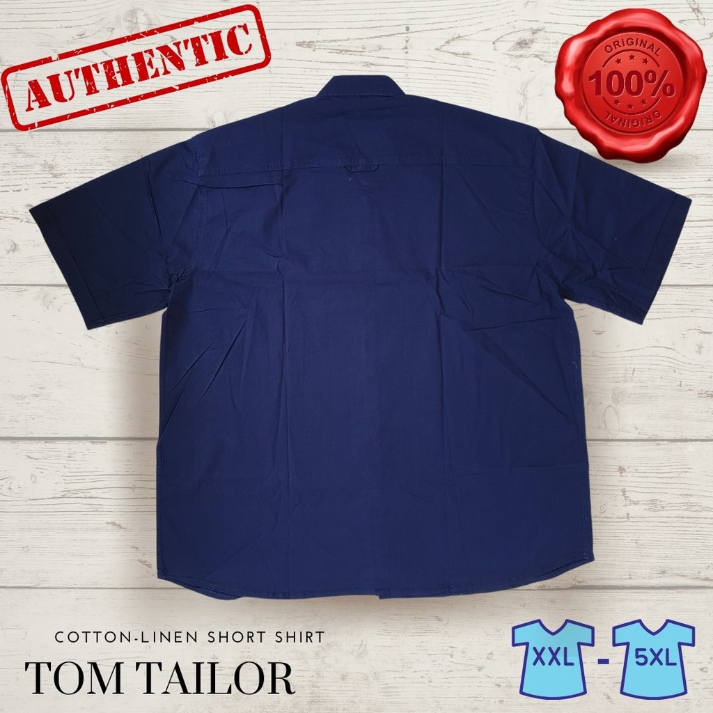 Hem Pendek Big Size Tom Tailor Original Jumbo Biru Navy Polos