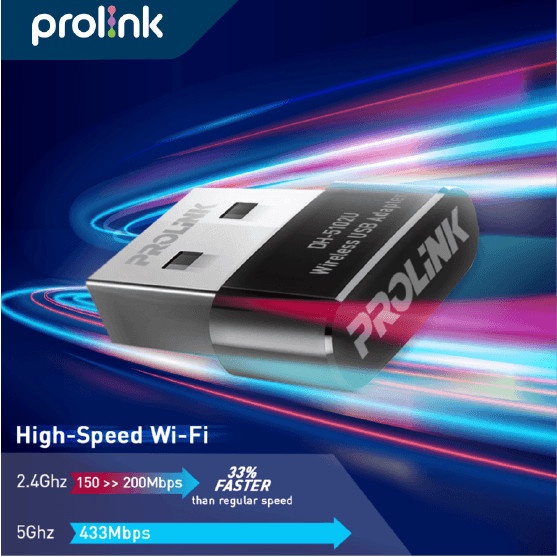 PROLiNK DH5102U Wireless USB wifi Adapter Dongle 5ghz 2.4ghz Dual Band AC650