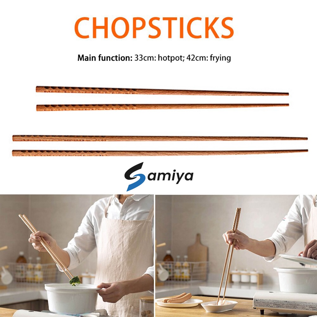 wooden long chopstick 33cm dan 42cm / sumpit kayu bakmi / chopsticks panjang hot pot masak tumis