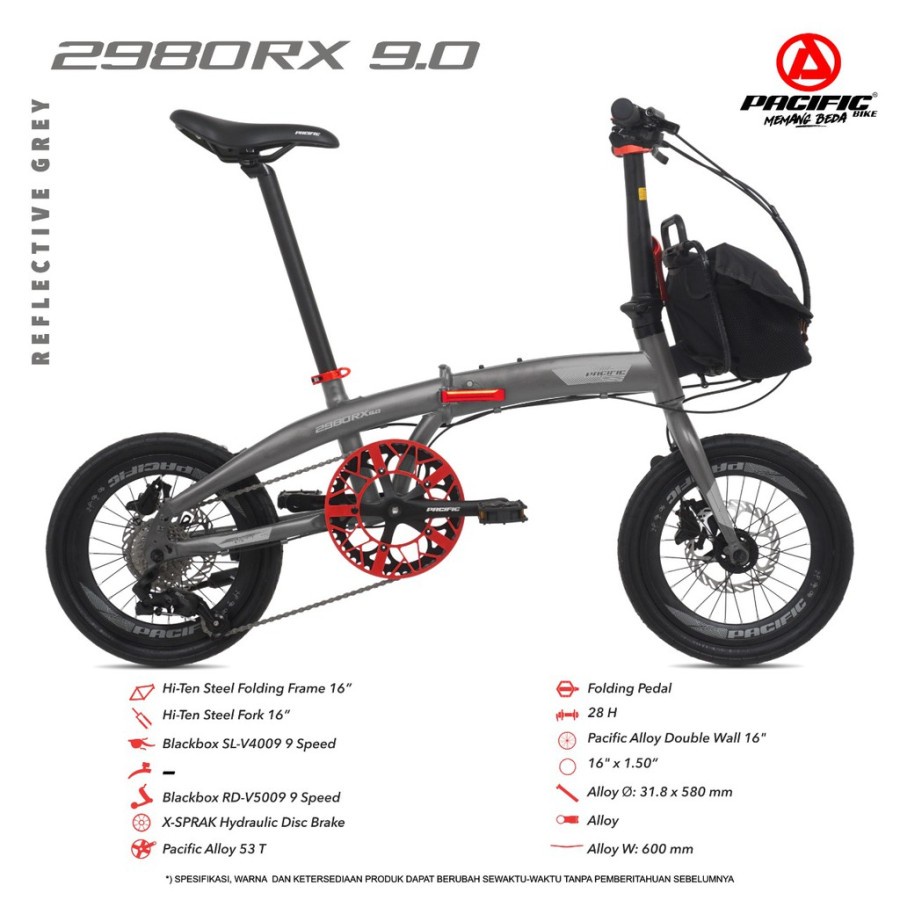 Sepeda Lipat Pacific STEEL 2980 RX 9.0 16 Inch 9 Speed Garansi SNI-3