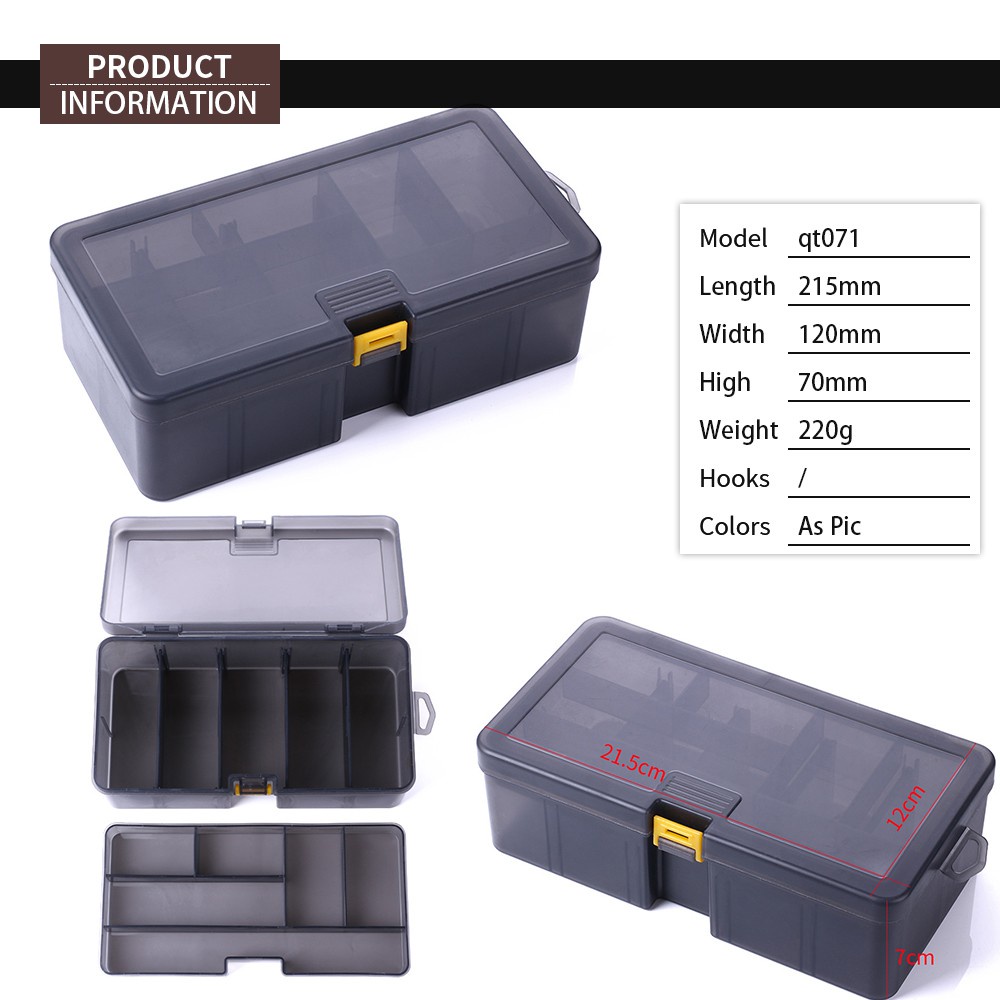 Hengjia 1pc Kotak Penyimpanan Umpan Pancing Spinner 5 + 6 Sekat Ukuran 21.5x12 X 7cm Anti Air