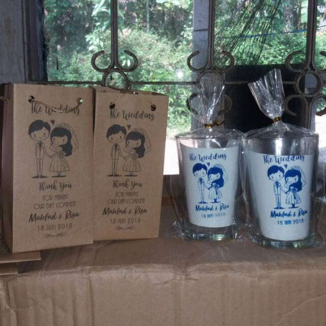 

Souvenir gelas plus paperbag FREE ONGKIR