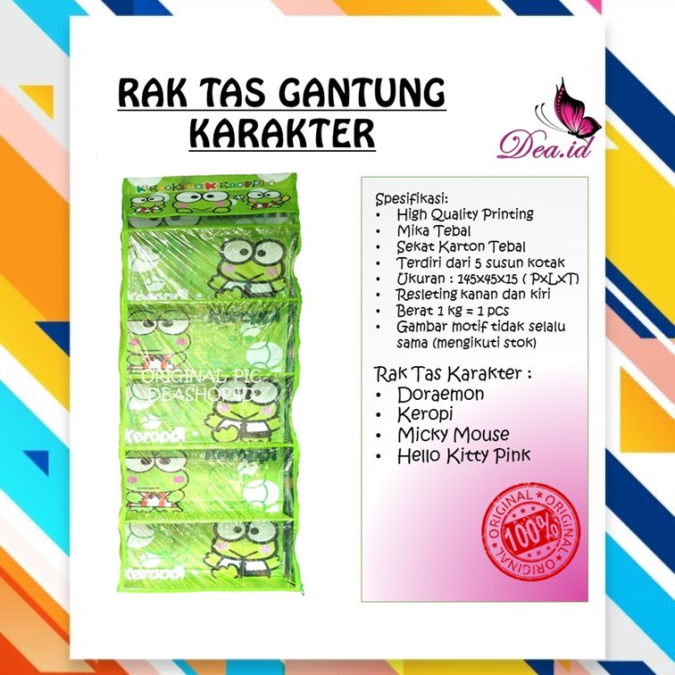 [DEASTORE] [PROMO] RAK TAS GANTUNG 5 SUSUN HJO HBO HSO KARAKTER ANAK 1kg isi 2pc