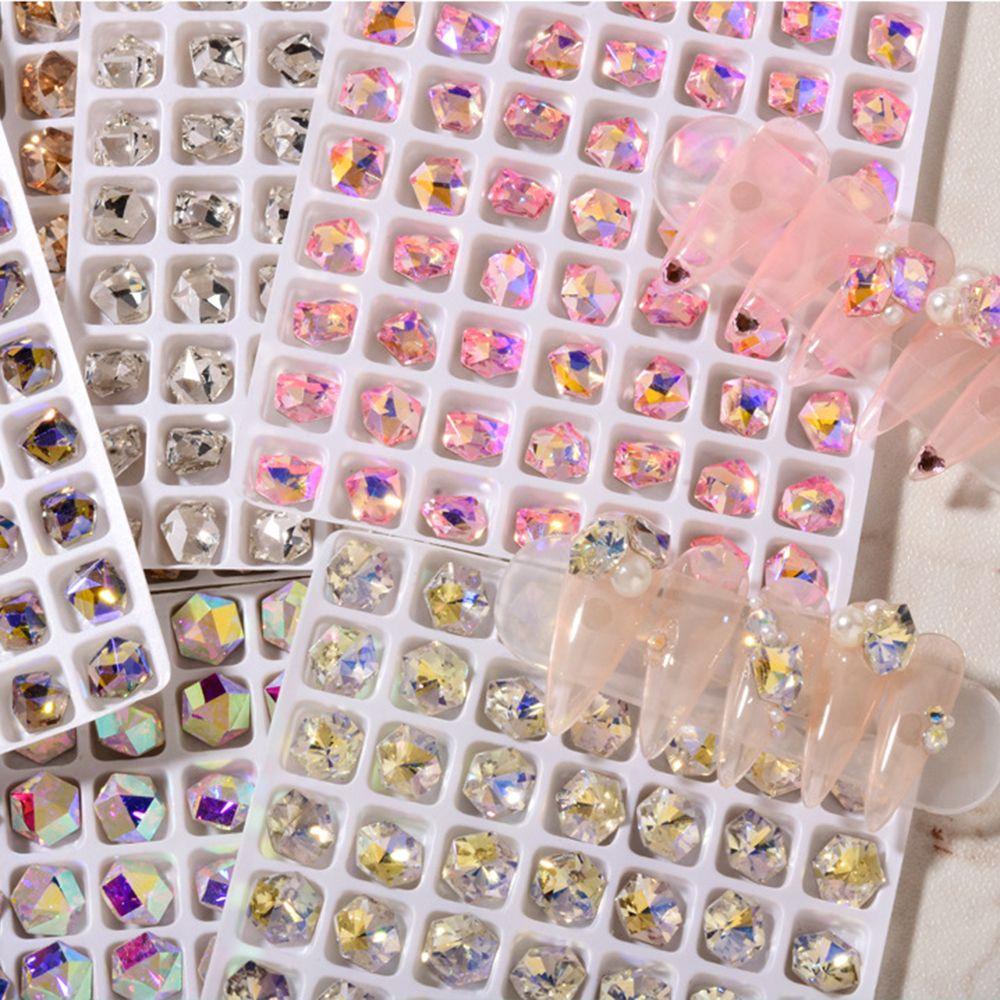 Agustina Nail Art Rhinestones Multi Bentuk Shiny Wanita Menunjuk Kembali Glitter DIY Craft Nail Charms