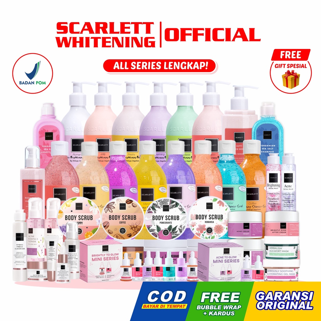 ❤️SWID❤️ Scarlett Whitening VARIAN LENGKAP SALE Body Lotion Serum Toner Cream Scrub Paket Jolly Happy