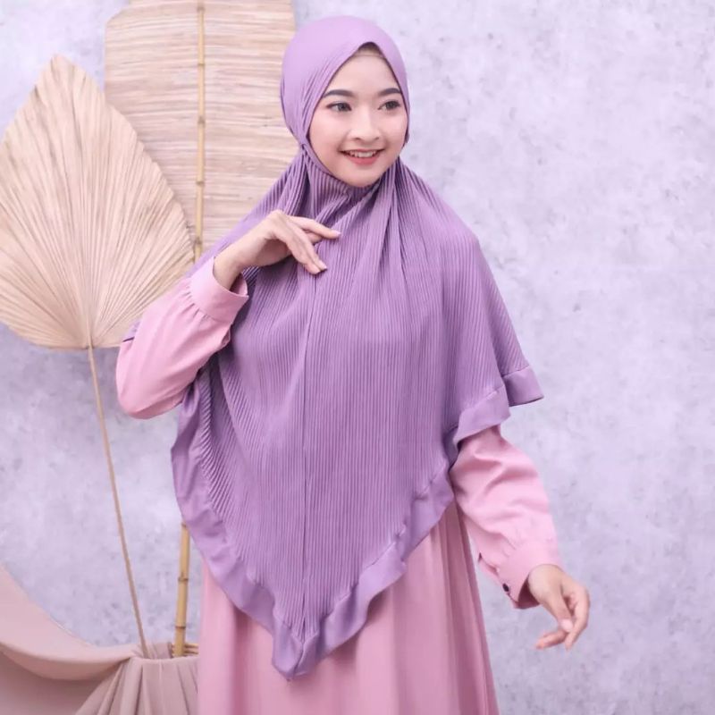 JILBAB INSTAN JUMBO REMPEL/Hijab Instan Plisket Rempel/Bergo Non Pad