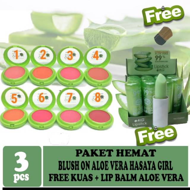 PAKET HEMAT SK / blush on hasaya fre kuas + lip balm 1