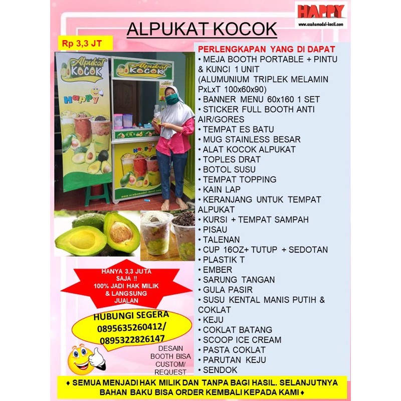 

PAKET USAHA FRANCHISE MINUMAN TERMURAH ALPUKAT KOCOK COK KEKINIAN - GEROBAK BOOTH PORTABLE KEMITRAAN