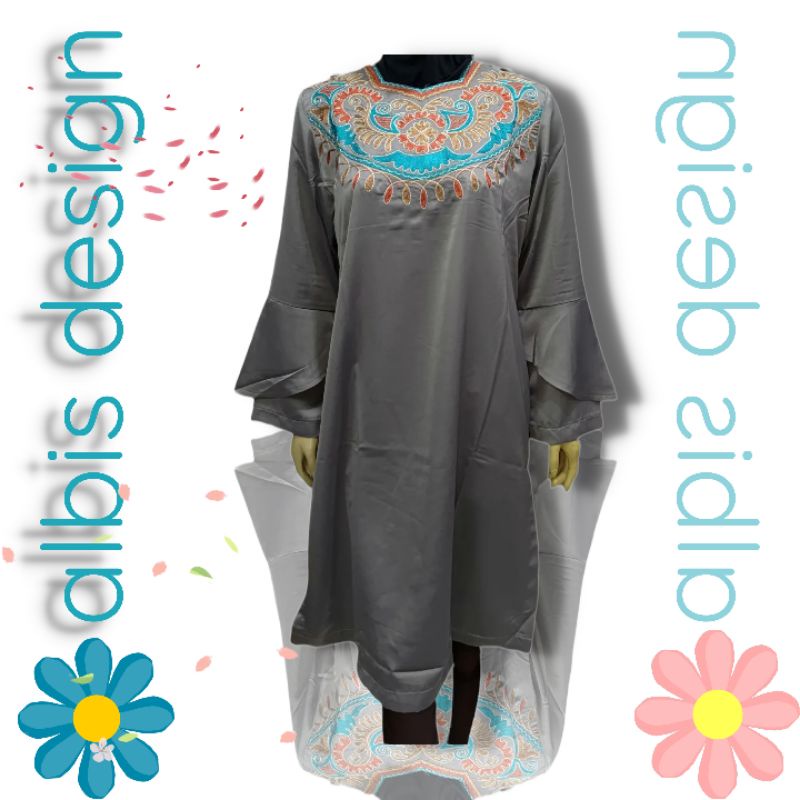 Tunik Albis Abu bordir Stik 1