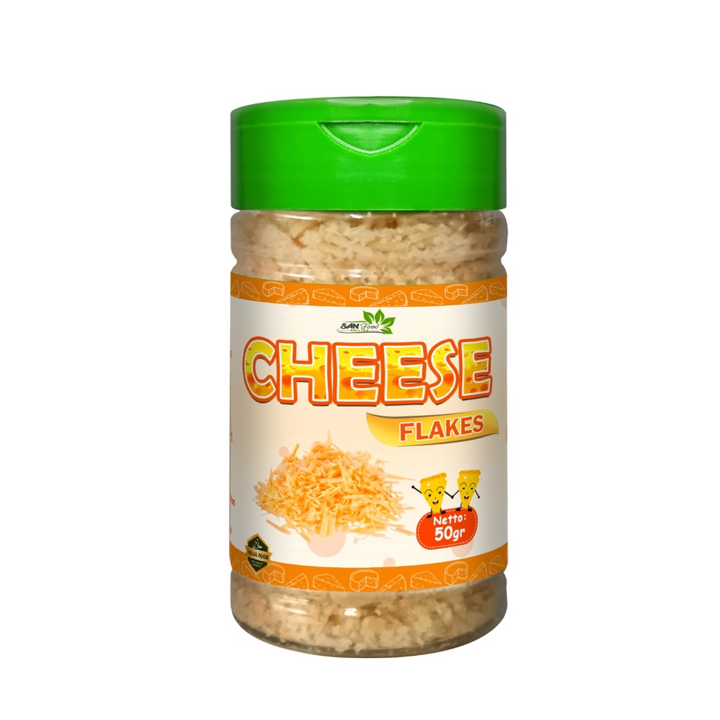 

SANFOOD BRILIAN Sanfood Cheese Flakes 50gr Keju Kering Keju Tabur