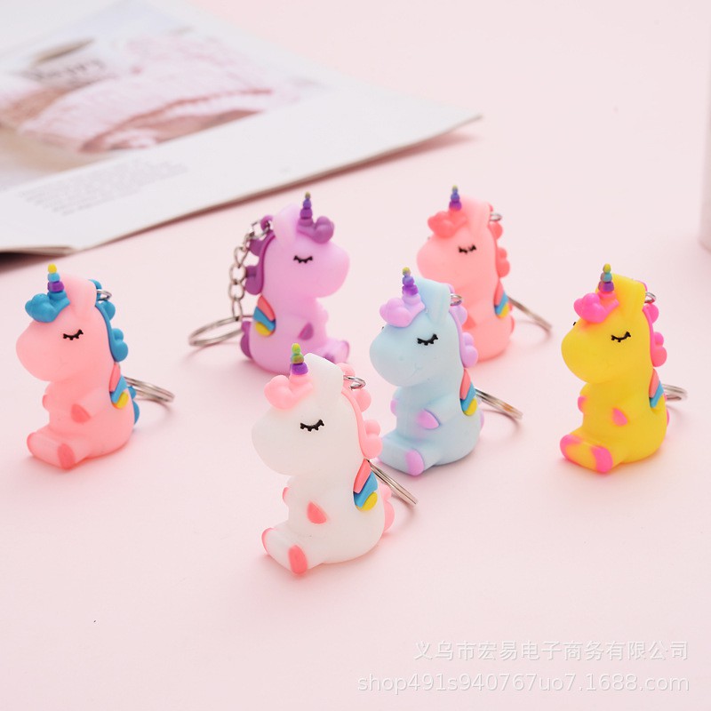 OVERFLOWS.ID GANCI KEYCHAIN BONEKA UNICORN MAGIC TEBEL WARNA PASTEL GANTUNGAN KUNCI LUCU MURAH