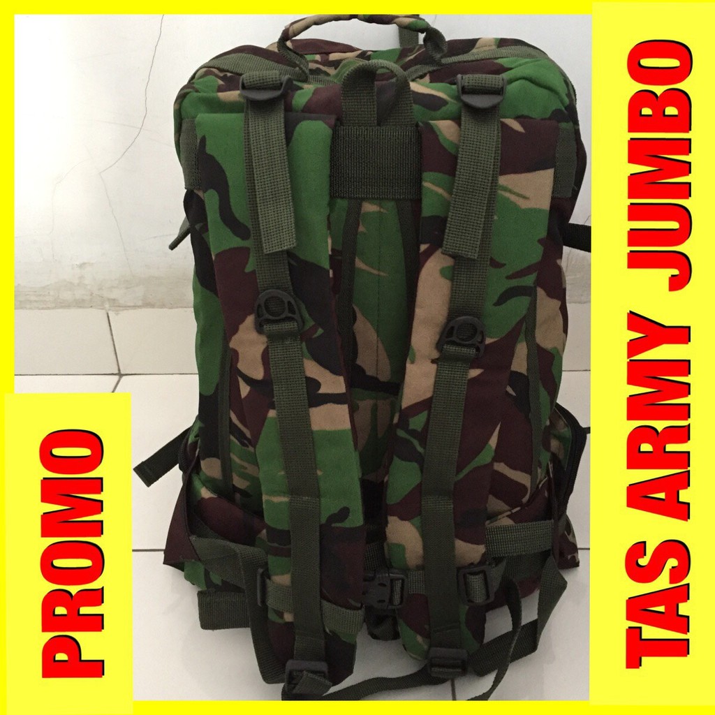 TAS ARMY JUMBO TAS RANSEL TENTARA TNI HIJAU LORENG TERBAGUS LORENG HIJAU