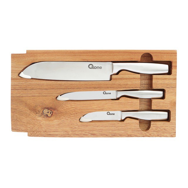 Oxone OX-615 Bamboo Board with Hidden Knife Tray Talenan dan Pisau Set Sayur