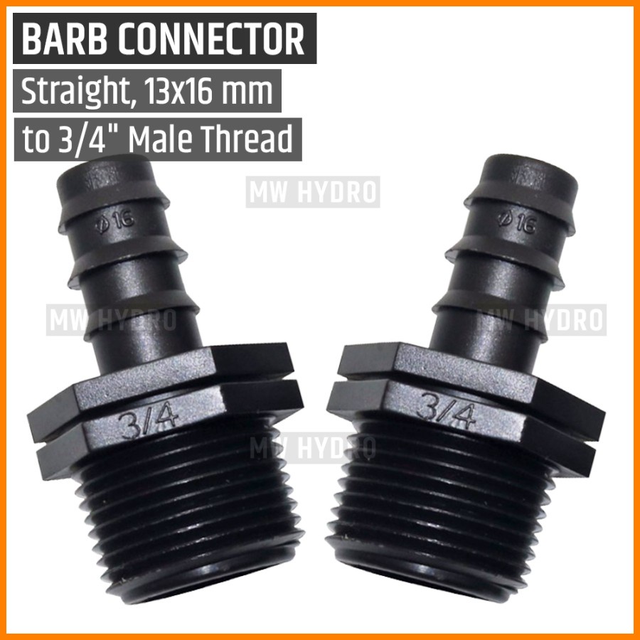 Male Connector 3/4 inch ke Selang PE 16 mm / 13 m