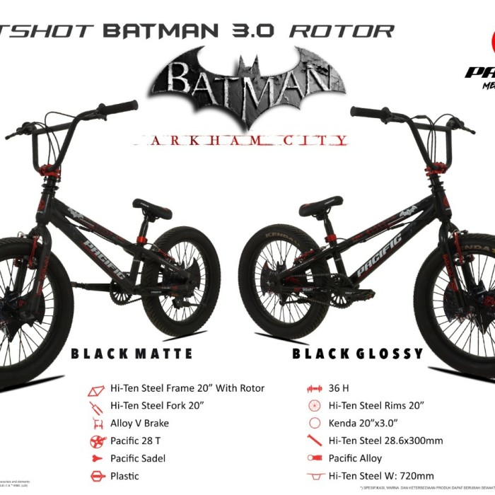 SEPEDA BMX 20 INCH PACIFIC BATMAN 3.0 BAN BESAR ROTOR
