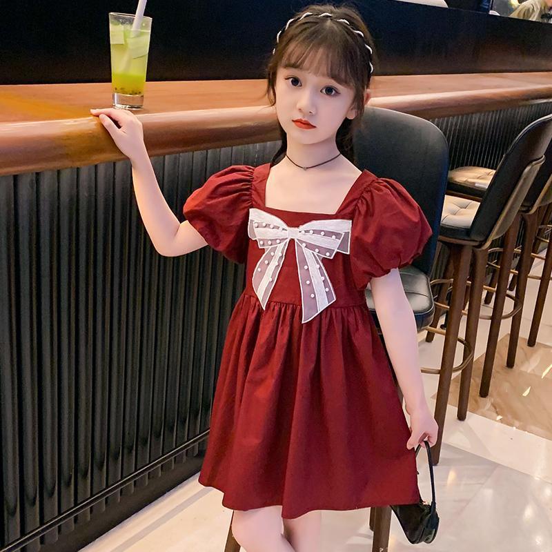 Baju Anak Cewek Korea Lengan Pendek Motif Dress Pita Renda K13