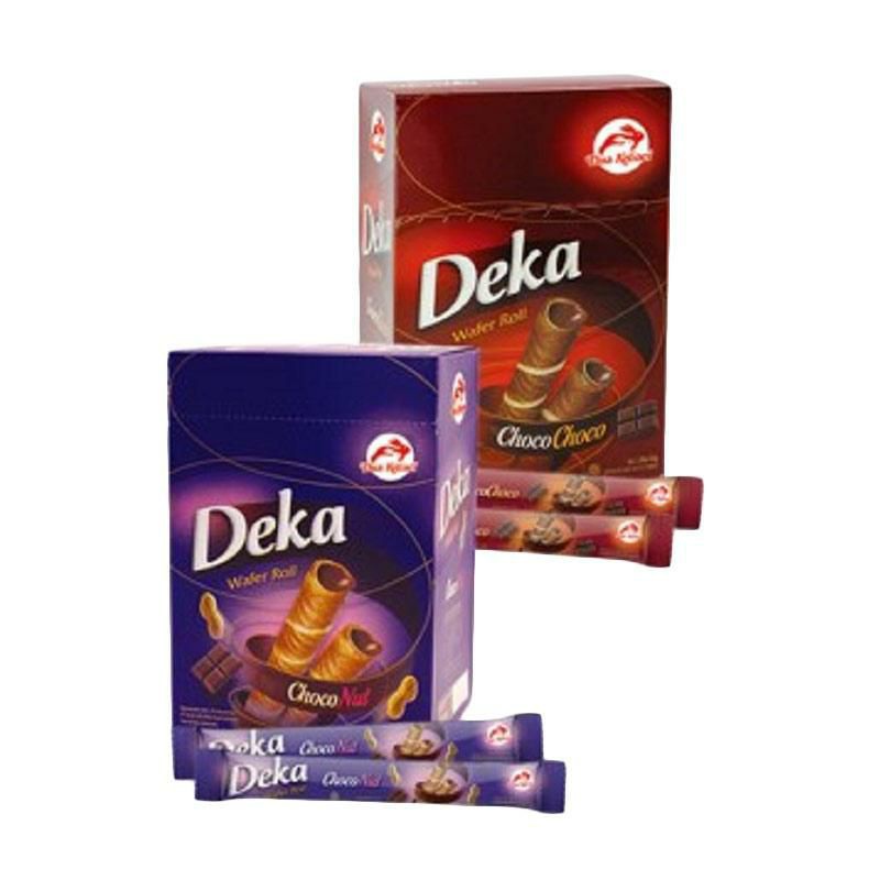 

Wafer roll Deka Dua kelinci 1 box (isi 24 pcs) / Snack roll wafer Deka / Coklat roll